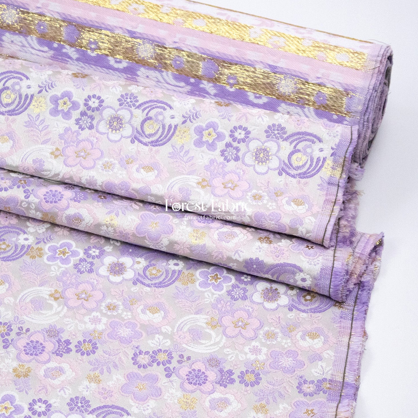 Gold Brocade - Ripple Floral fabric Purple - FO:REST Fabric 布恩堂Liberty fabrictana lawnjapanese fabricykk zipper
