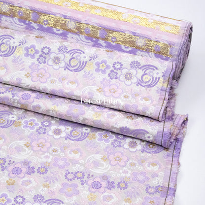 Gold Brocade - Ripple Floral fabric Purple - FO:REST Fabric 布恩堂Liberty fabrictana lawnjapanese fabricykk zipper