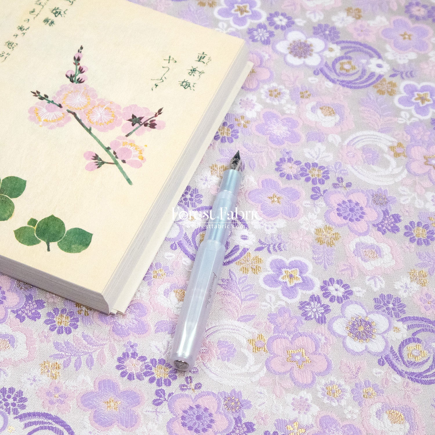 Gold Brocade - Ripple Floral fabric Purple - FO:REST Fabric 布恩堂Liberty fabrictana lawnjapanese fabricykk zipper