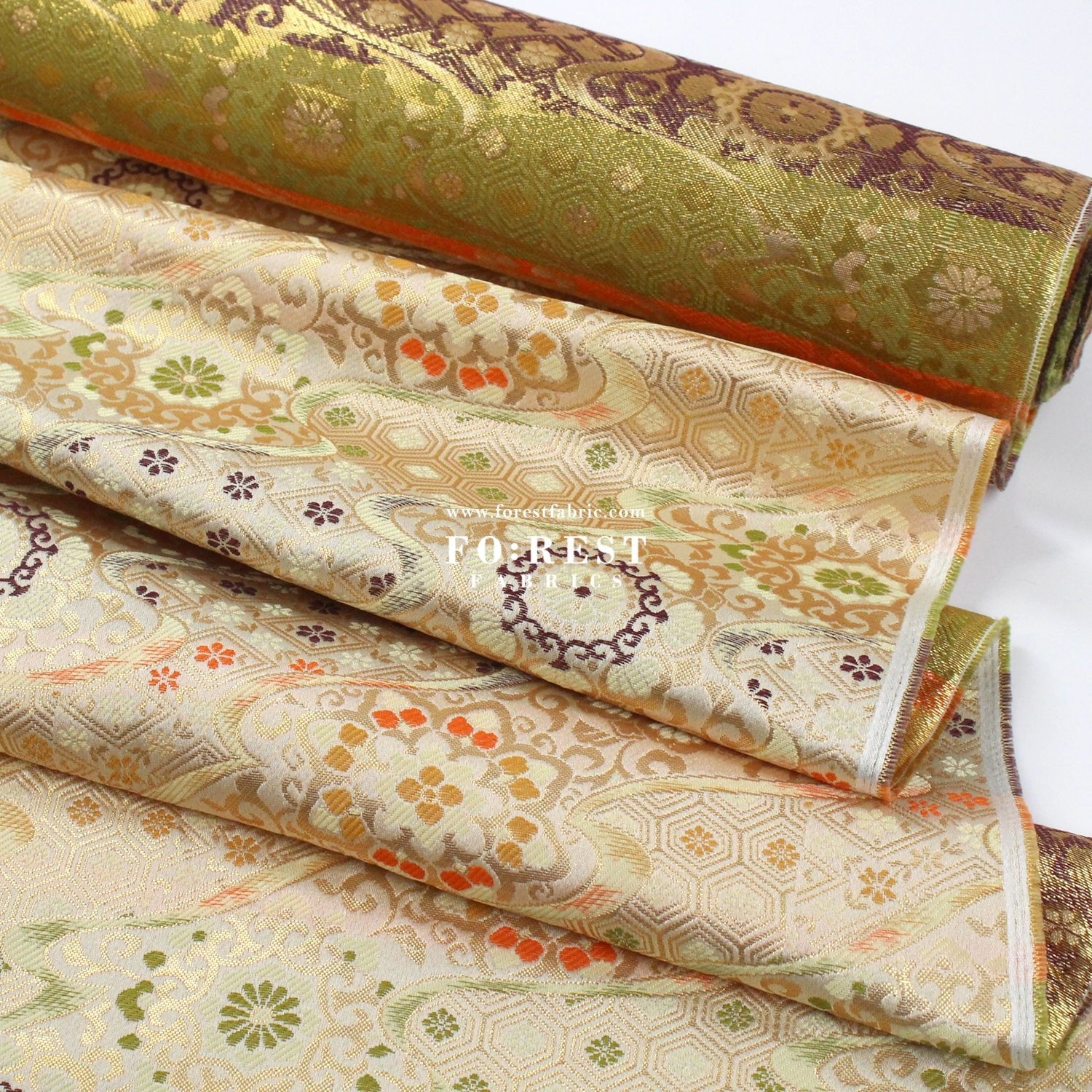 Gold Brocade - River fabric LT.Gold - FO:REST Fabric 布恩堂Liberty fabrictana lawnjapanese fabricykk zipper