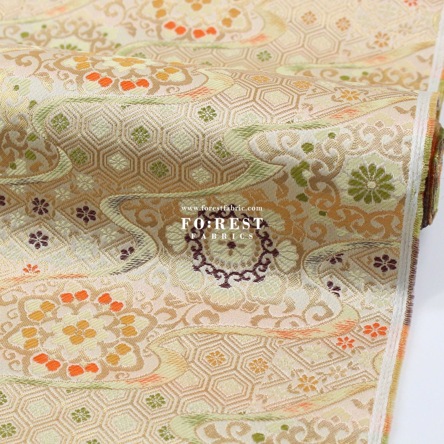 Gold Brocade - River fabric LT.Gold - FO:REST Fabric 布恩堂Liberty fabrictana lawnjapanese fabricykk zipper