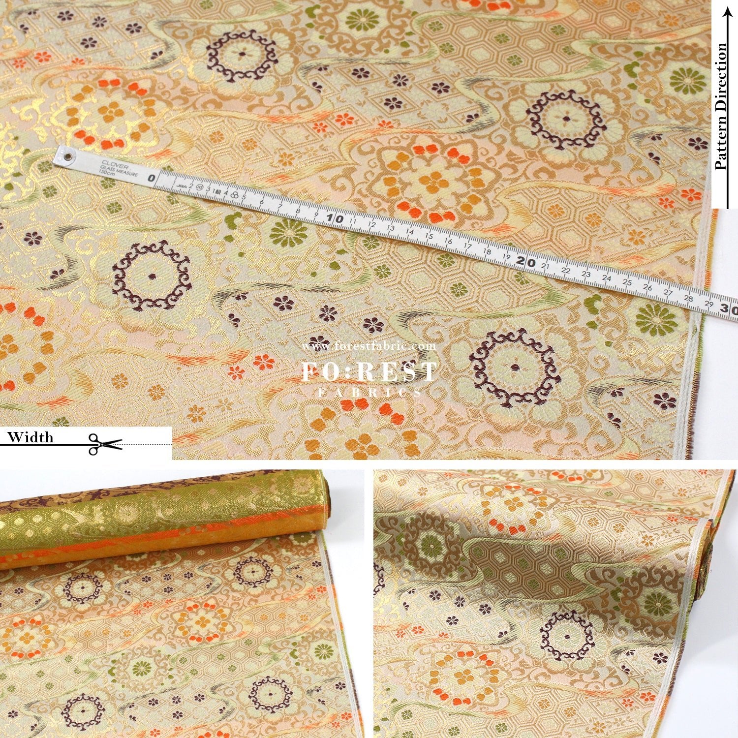 Gold Brocade - River fabric LT.Gold - FO:REST Fabric 布恩堂Liberty fabrictana lawnjapanese fabricykk zipper