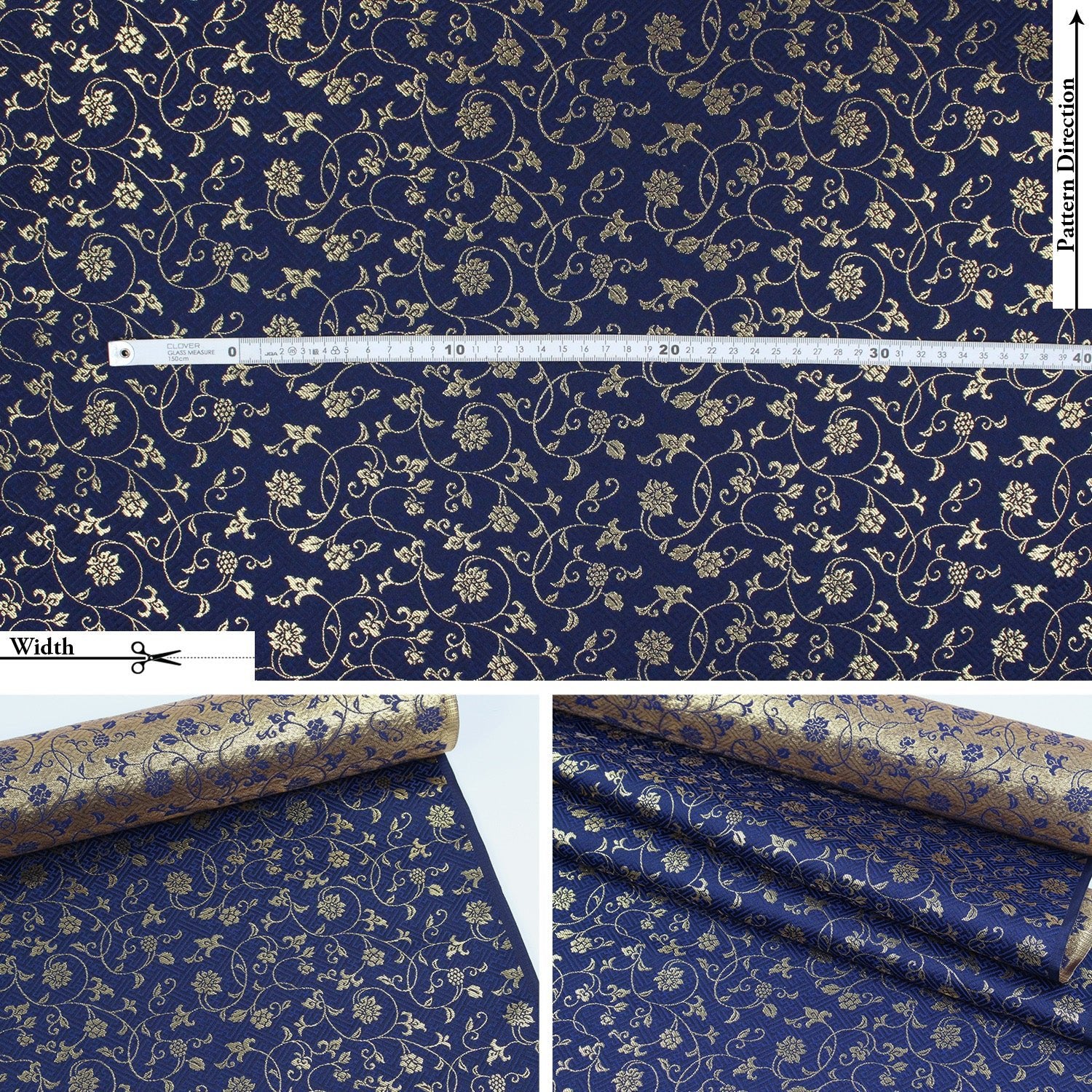 Gold Brocade - Rose vine fabric White - FO:REST Fabric 布恩堂Liberty fabrictana lawnjapanese fabricykk zipper
