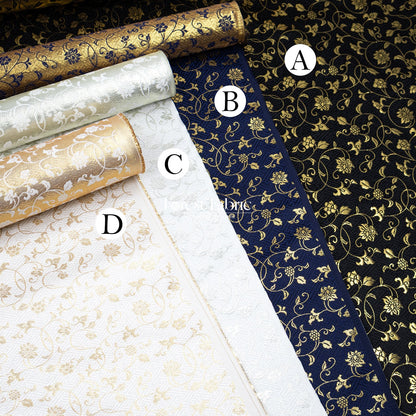 Gold Brocade - Rose vine fabric White - FO:REST Fabric 布恩堂Liberty fabrictana lawnjapanese fabricykk zipper