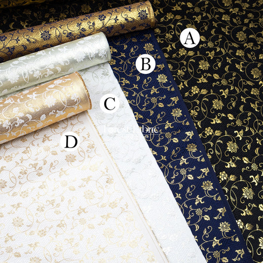 Gold Brocade - Rose vine fabric White - FO:REST Fabric 布恩堂Liberty fabrictana lawnjapanese fabricykk zipper