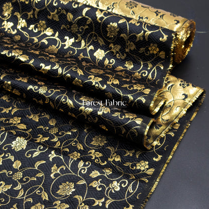 Gold Brocade - Rose vine fabric White - FO:REST Fabric 布恩堂Liberty fabrictana lawnjapanese fabricykk zipper