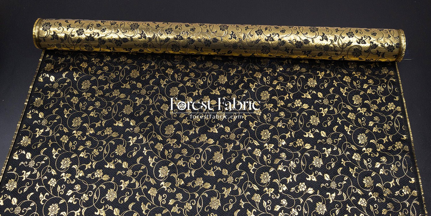 Gold Brocade - Rose vine fabric White - FO:REST Fabric 布恩堂Liberty fabrictana lawnjapanese fabricykk zipper