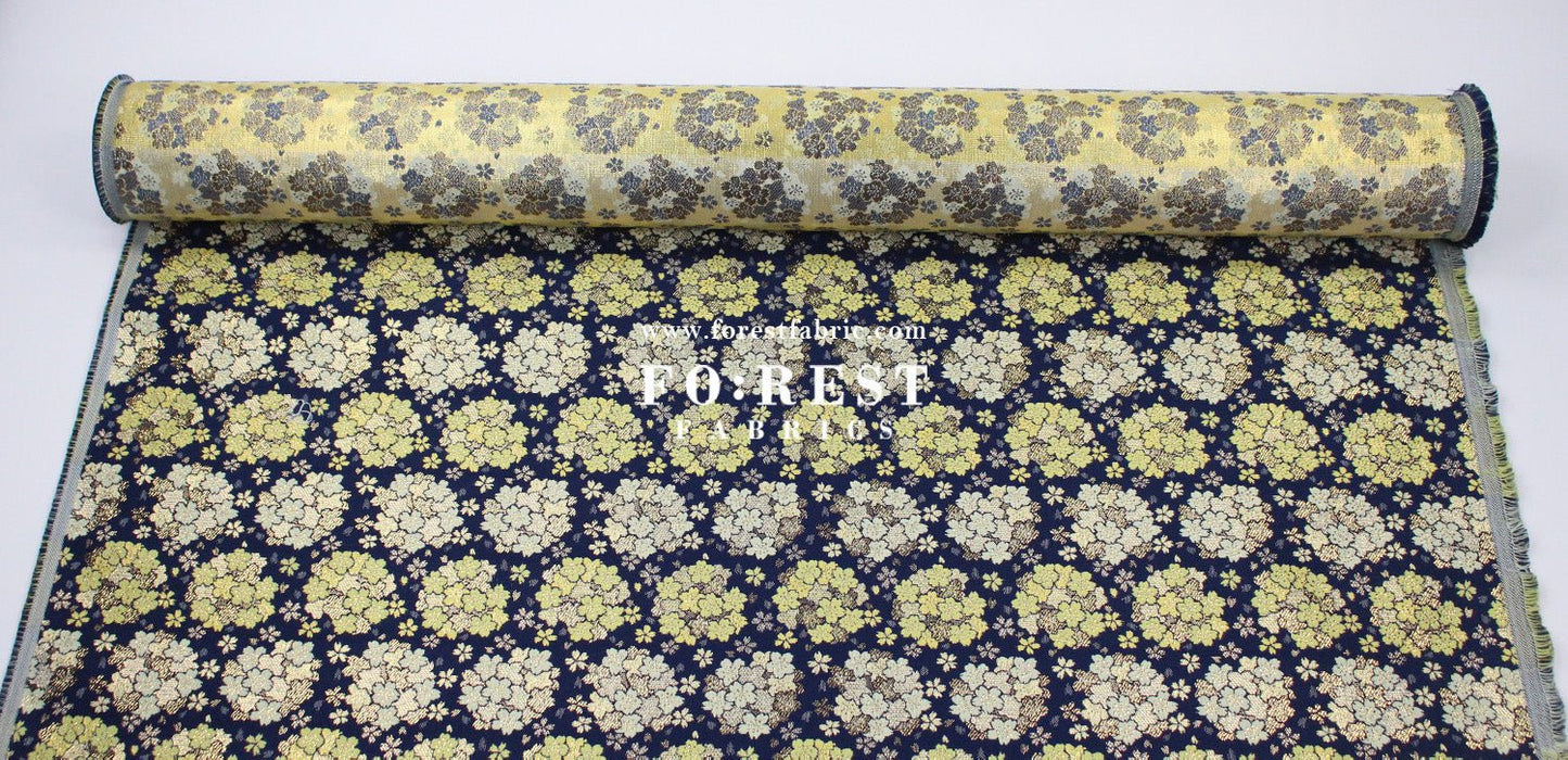 Gold Brocade - Round cherry blossoms fabric - FO:REST Fabric 布恩堂Liberty fabrictana lawnjapanese fabricykk zipper
