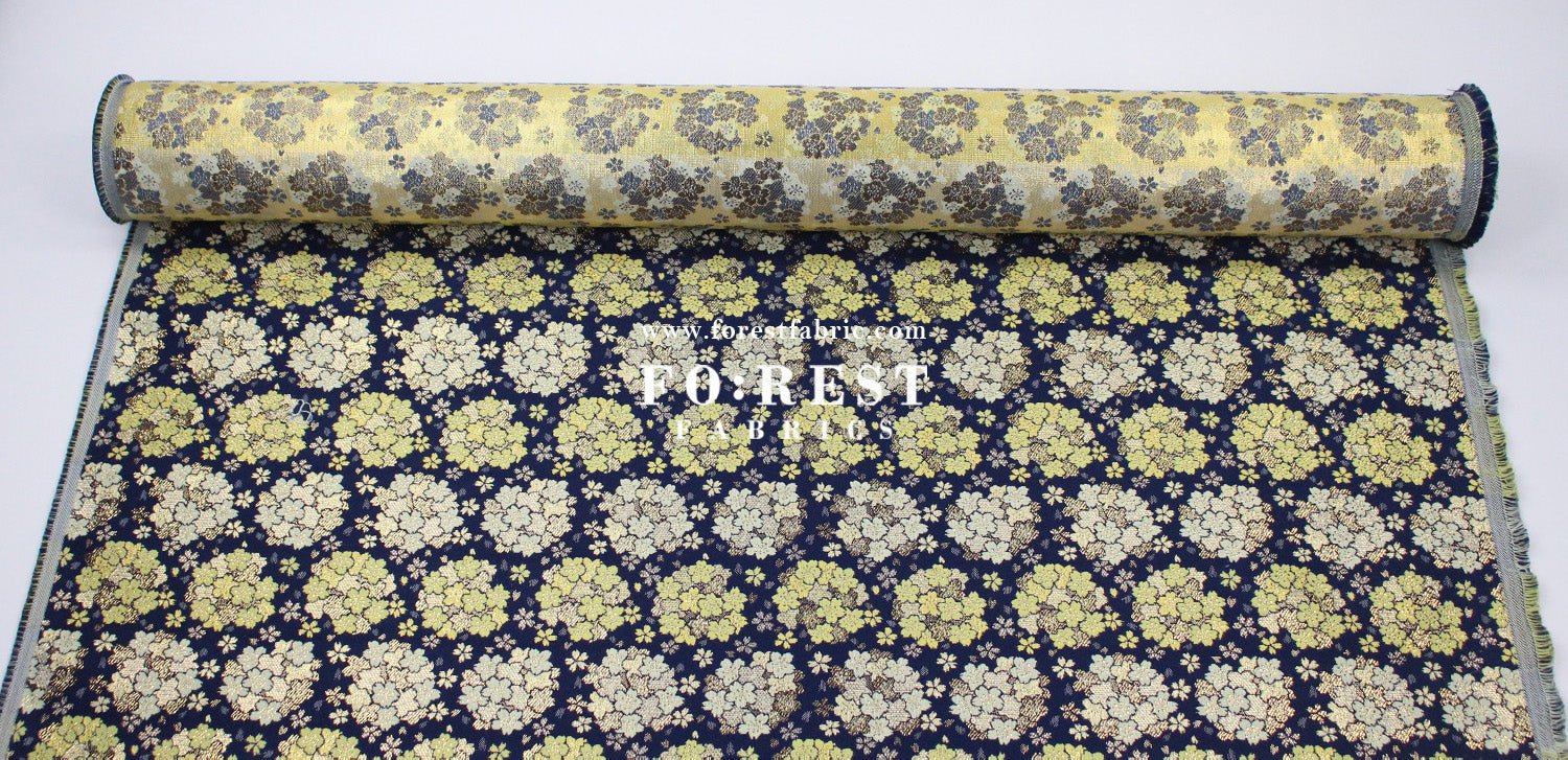 Gold Brocade - Round cherry blossoms fabric - FO:REST Fabric 布恩堂Liberty fabrictana lawnjapanese fabricykk zipper