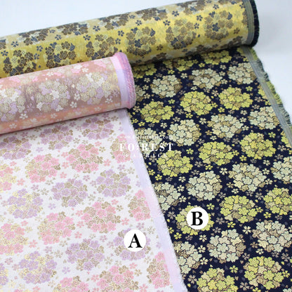 Gold Brocade - Round cherry blossoms fabric - FO:REST Fabric 布恩堂Liberty fabrictana lawnjapanese fabricykk zipper