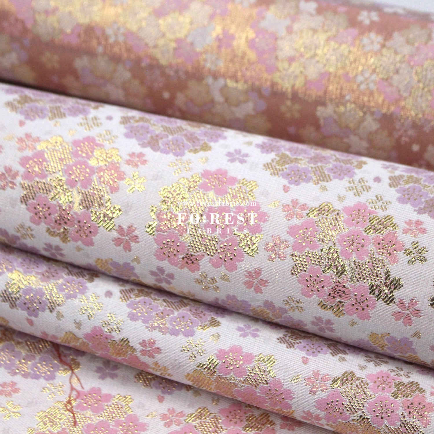 Gold Brocade - Round cherry blossoms fabric - FO:REST Fabric 布恩堂Liberty fabrictana lawnjapanese fabricykk zipper