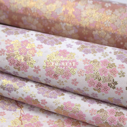 Gold Brocade - Round cherry blossoms fabric - FO:REST Fabric 布恩堂Liberty fabrictana lawnjapanese fabricykk zipper