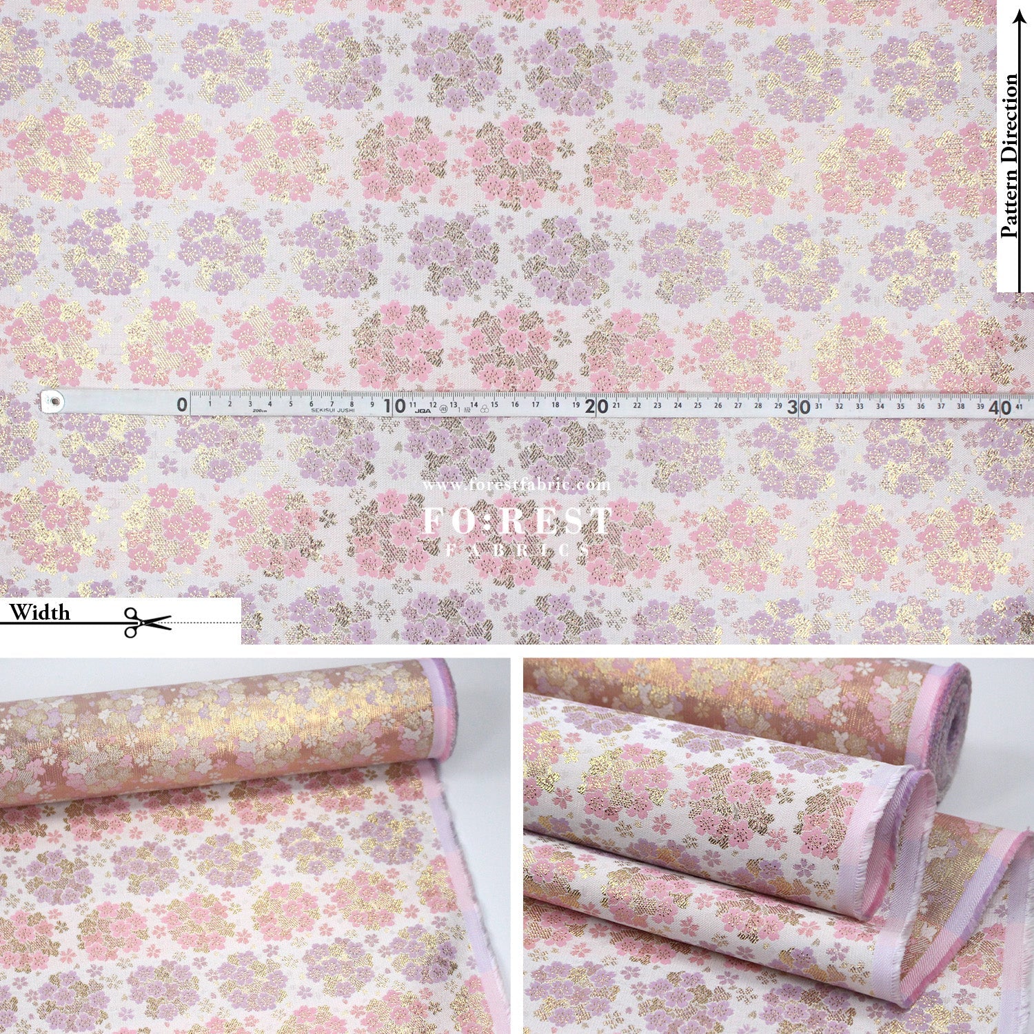 Gold Brocade - Round cherry blossoms fabric - FO:REST Fabric 布恩堂Liberty fabrictana lawnjapanese fabricykk zipper