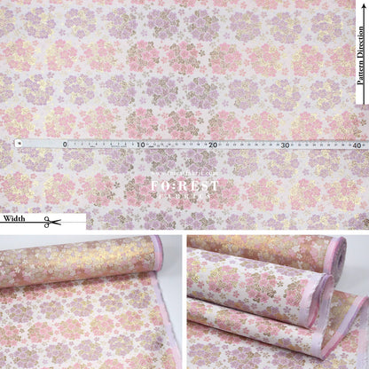 Gold Brocade - Round cherry blossoms fabric - FO:REST Fabric 布恩堂Liberty fabrictana lawnjapanese fabricykk zipper