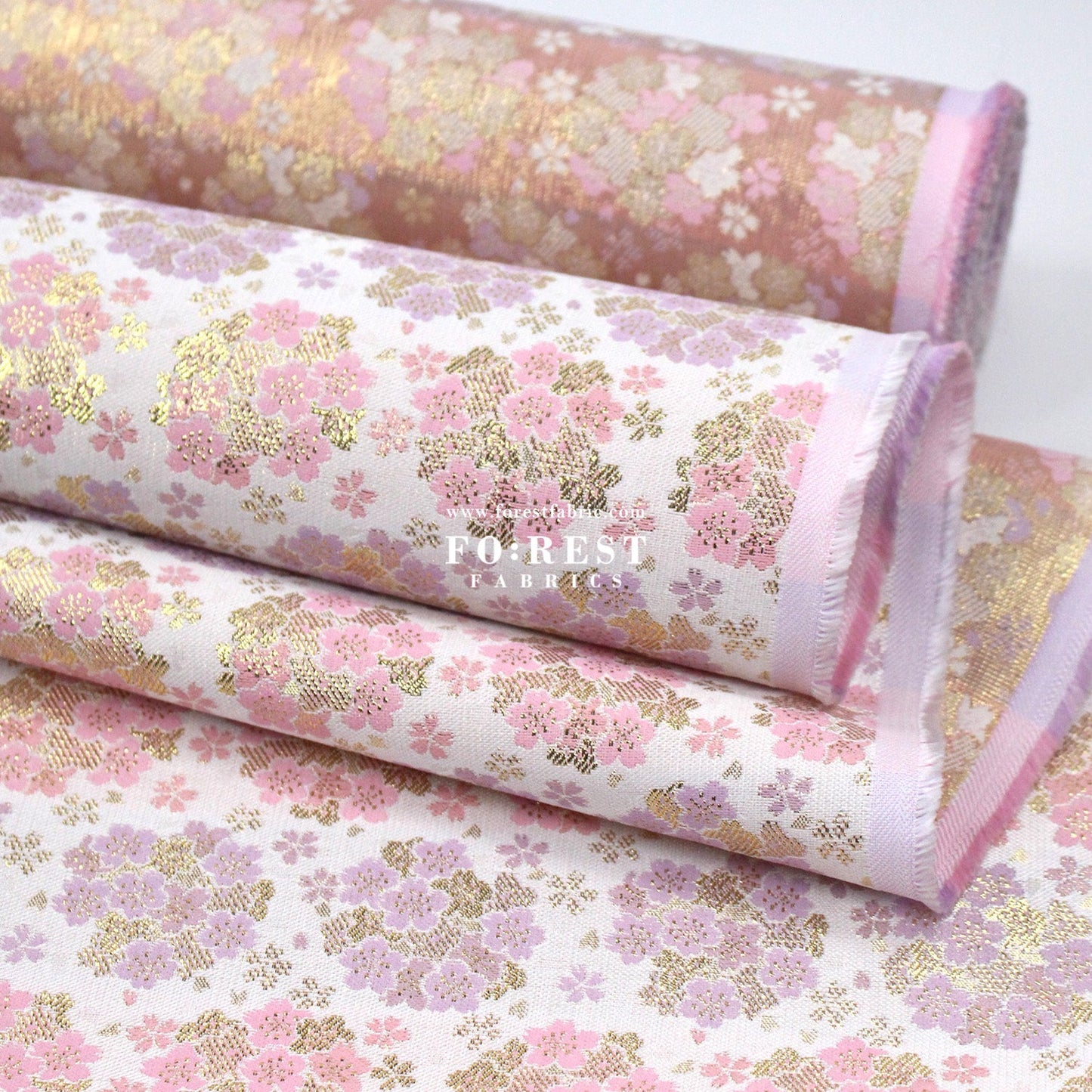 Gold Brocade - Round cherry blossoms fabric - FO:REST Fabric 布恩堂Liberty fabrictana lawnjapanese fabricykk zipper