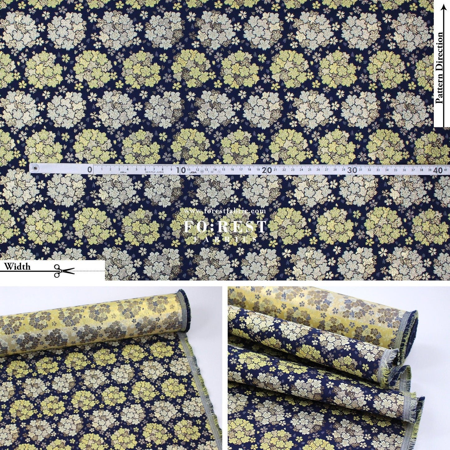 Gold Brocade - Round cherry blossoms fabric - FO:REST Fabric 布恩堂Liberty fabrictana lawnjapanese fabricykk zipper