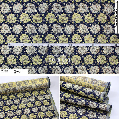 Gold Brocade - Round cherry blossoms fabric - FO:REST Fabric 布恩堂Liberty fabrictana lawnjapanese fabricykk zipper