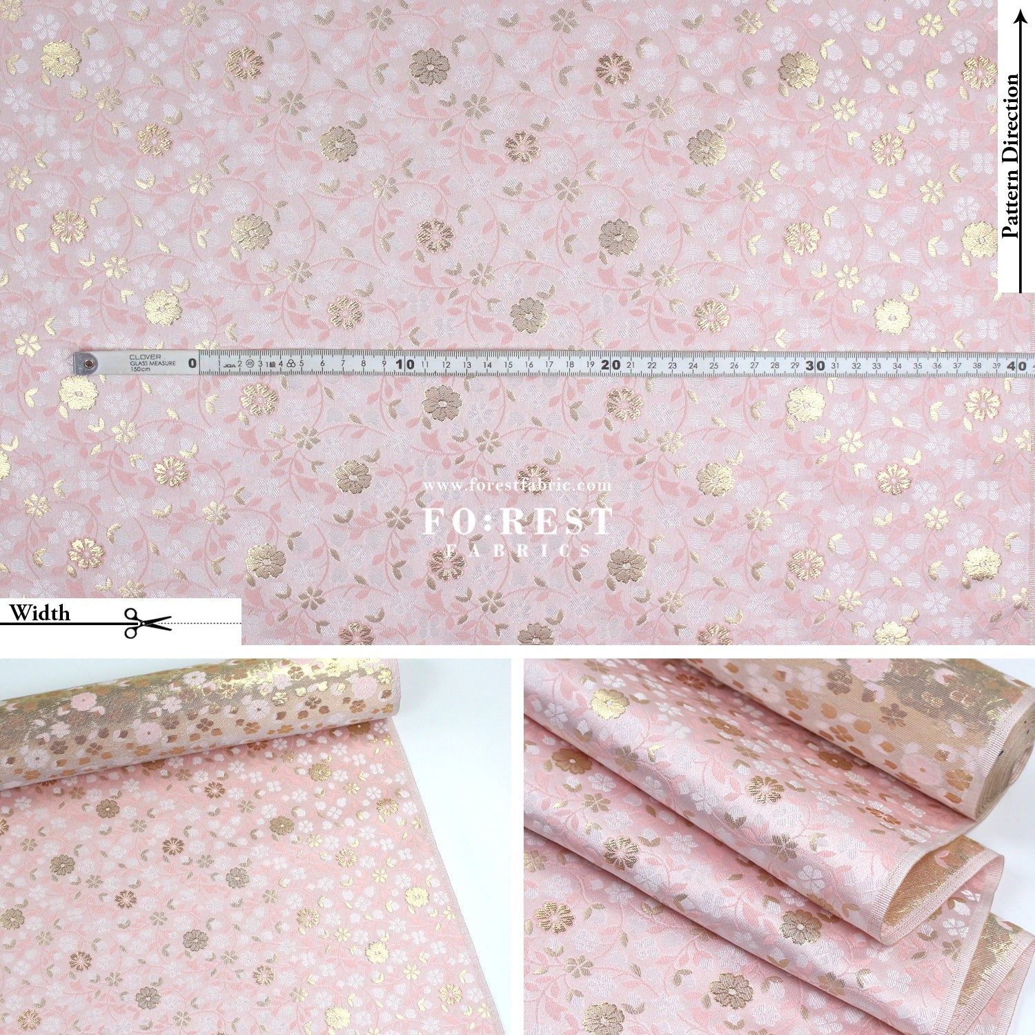 Gold Brocade - sakura blooms fabric - FO:REST Fabric 布恩堂Liberty fabrictana lawnjapanese fabricykk zipper