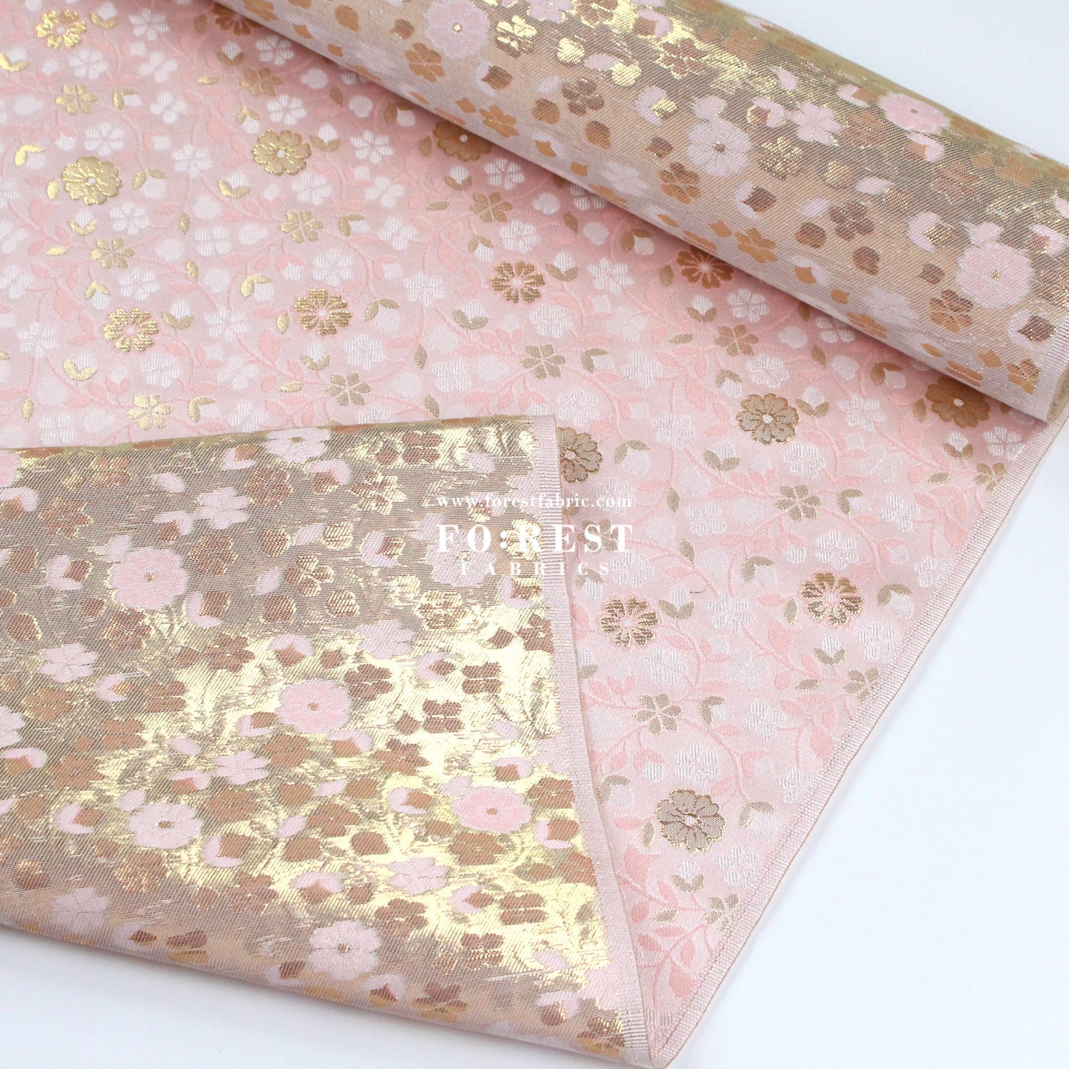 Gold Brocade - sakura blooms fabric - FO:REST Fabric 布恩堂Liberty fabrictana lawnjapanese fabricykk zipper