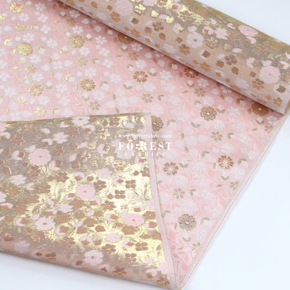 Gold Brocade - sakura blooms fabric - FO:REST Fabric 布恩堂Liberty fabrictana lawnjapanese fabricykk zipper