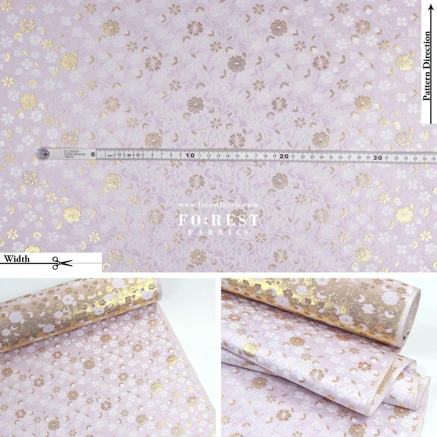 Gold Brocade - sakura blooms fabric - FO:REST Fabric 布恩堂Liberty fabrictana lawnjapanese fabricykk zipper