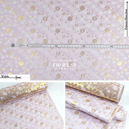 Gold Brocade - sakura blooms fabric - FO:REST Fabric 布恩堂Liberty fabrictana lawnjapanese fabricykk zipper