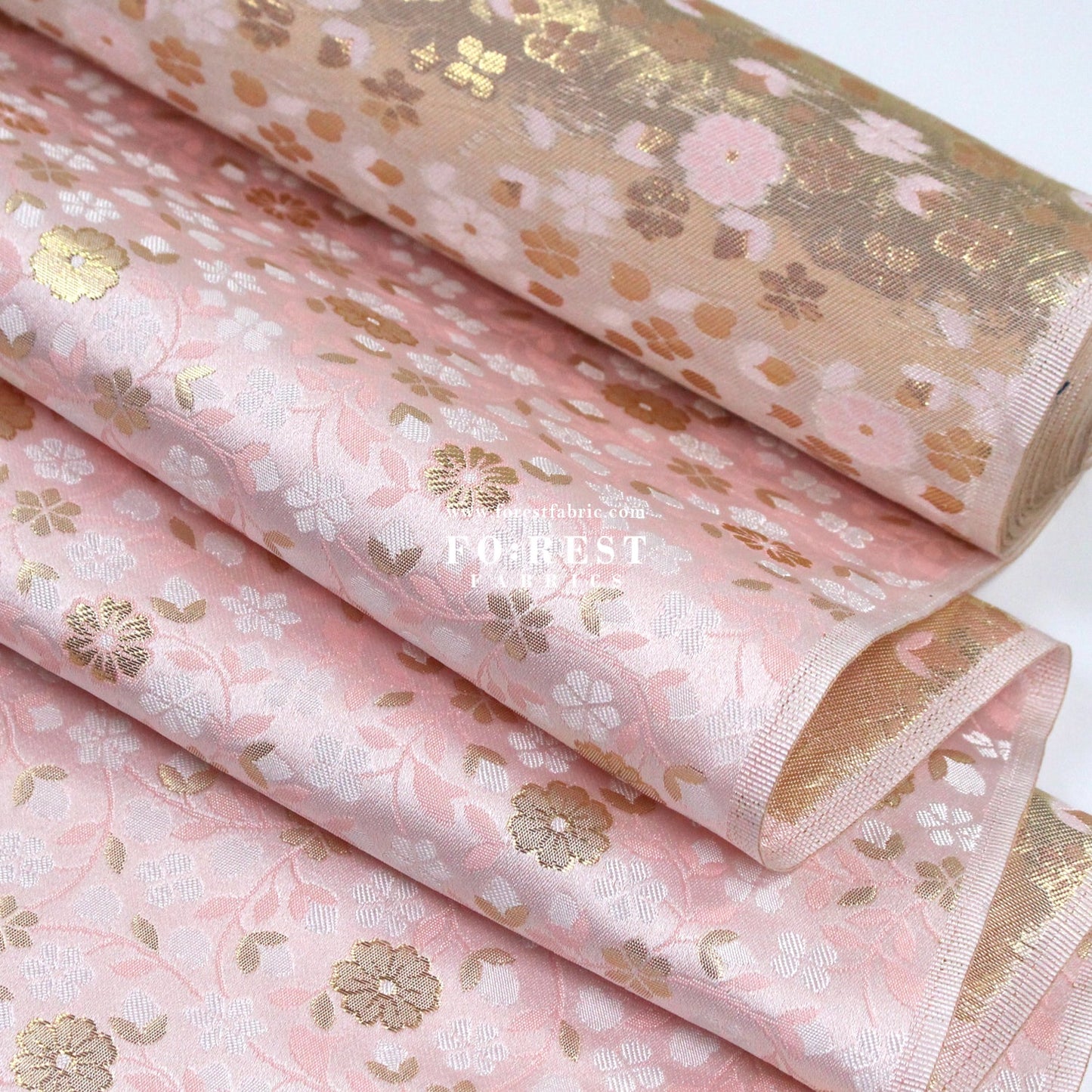 Gold Brocade - sakura blooms fabric - FO:REST Fabric 布恩堂Liberty fabrictana lawnjapanese fabricykk zipper