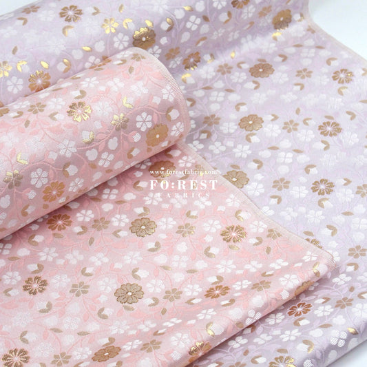Gold Brocade - sakura blooms fabric - FO:REST Fabric 布恩堂Liberty fabrictana lawnjapanese fabricykk zipper