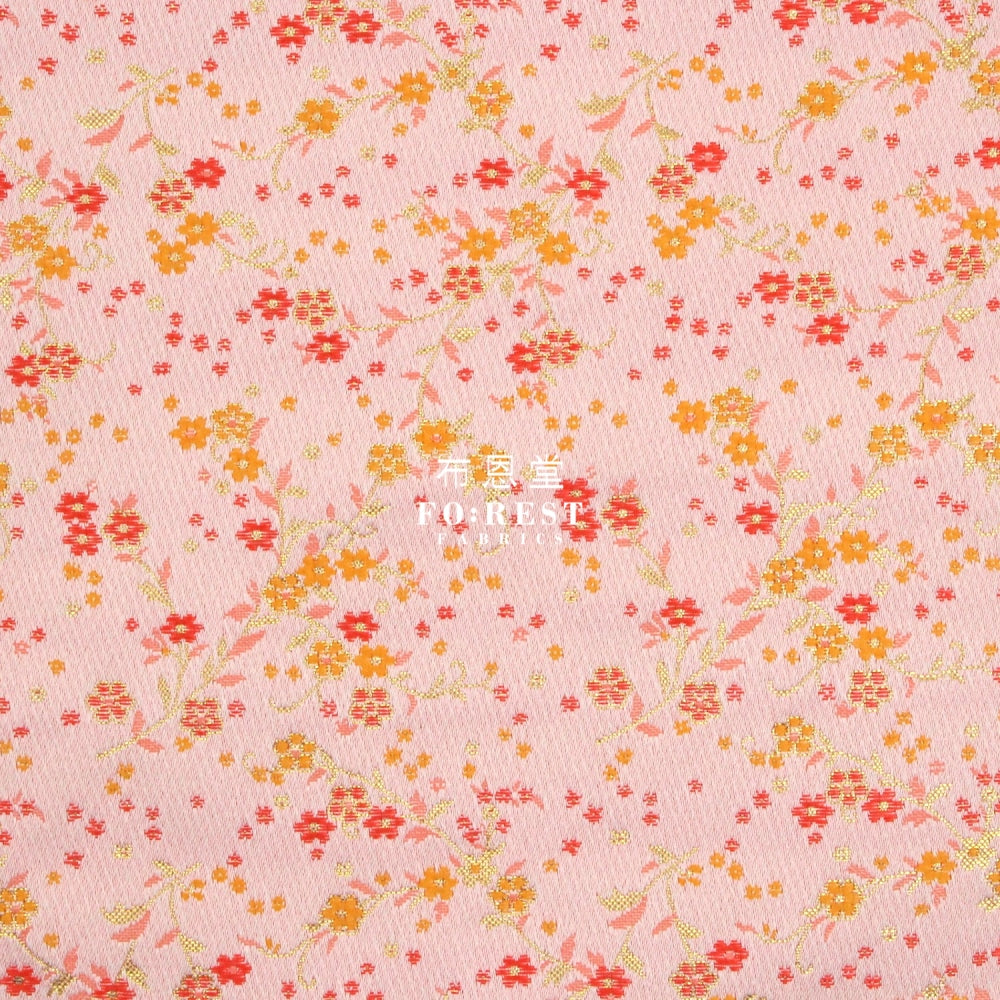 Gold Brocade - Sakura Branch Fabric Polyester