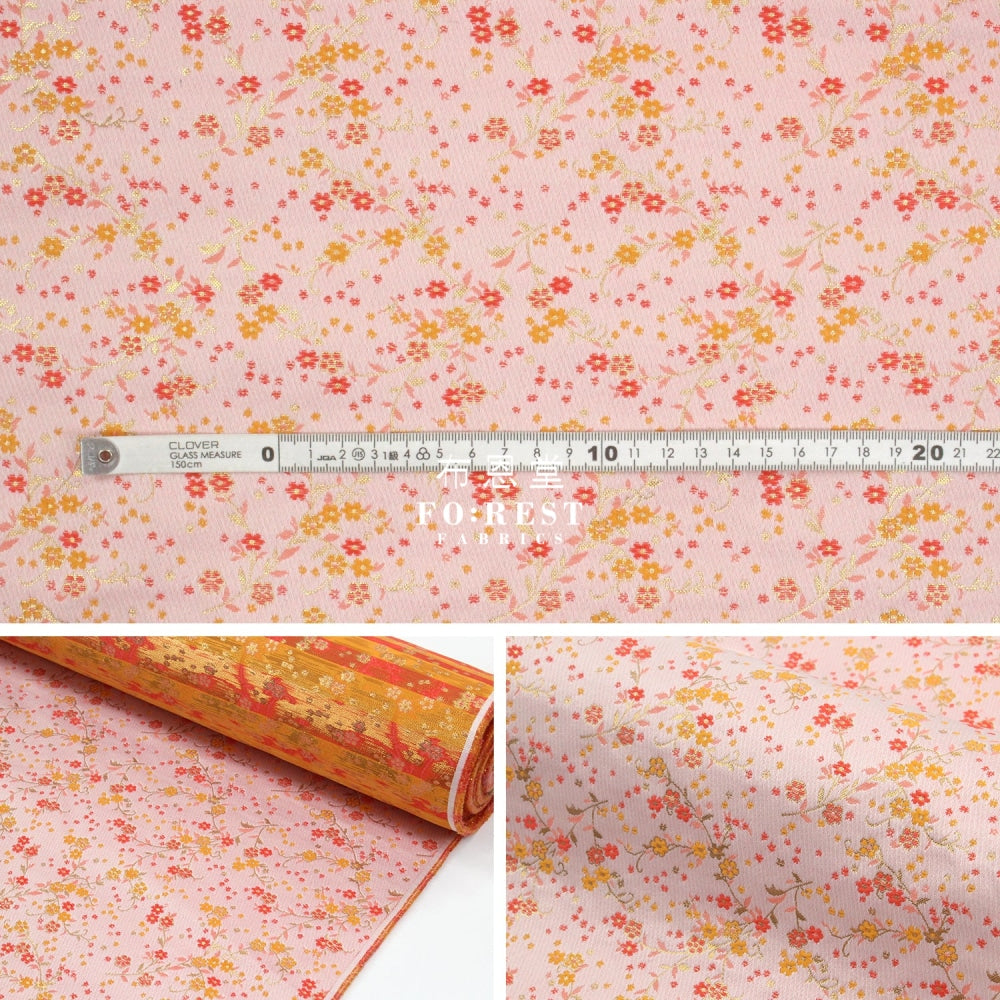 Gold Brocade - Sakura Branch Fabric Polyester
