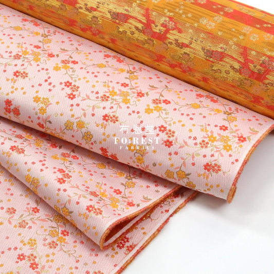 Gold Brocade - Sakura Branch Fabric Polyester