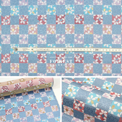 Gold Brocade - sakura checkerboard fabric - FO:REST Fabric 布恩堂Liberty fabrictana lawnjapanese fabricykk zipper
