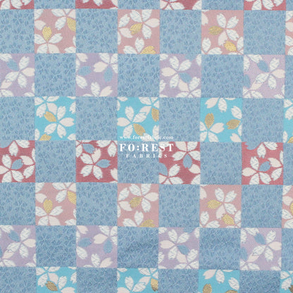 Gold Brocade - sakura checkerboard fabric - FO:REST Fabric 布恩堂Liberty fabrictana lawnjapanese fabricykk zipper