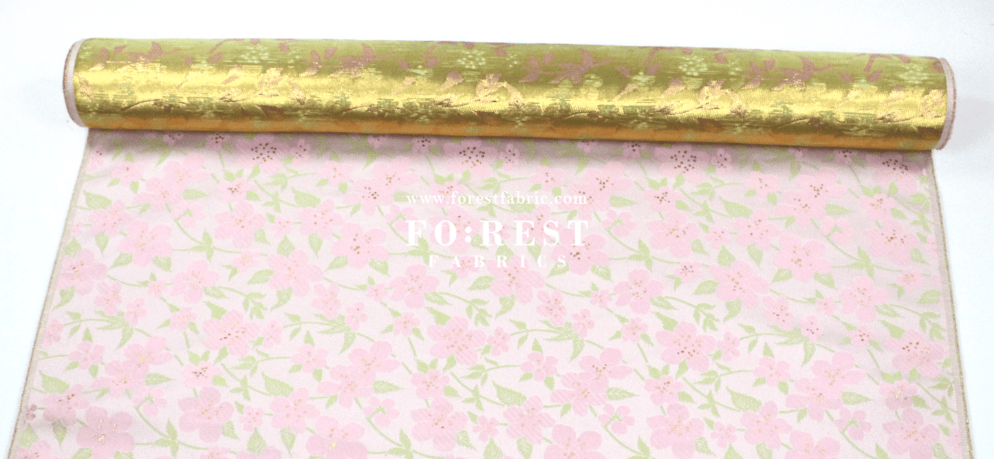 Gold Brocade - sakura fabric Light Pink - FO:REST Fabric 布恩堂Liberty fabrictana lawnjapanese fabricykk zipper