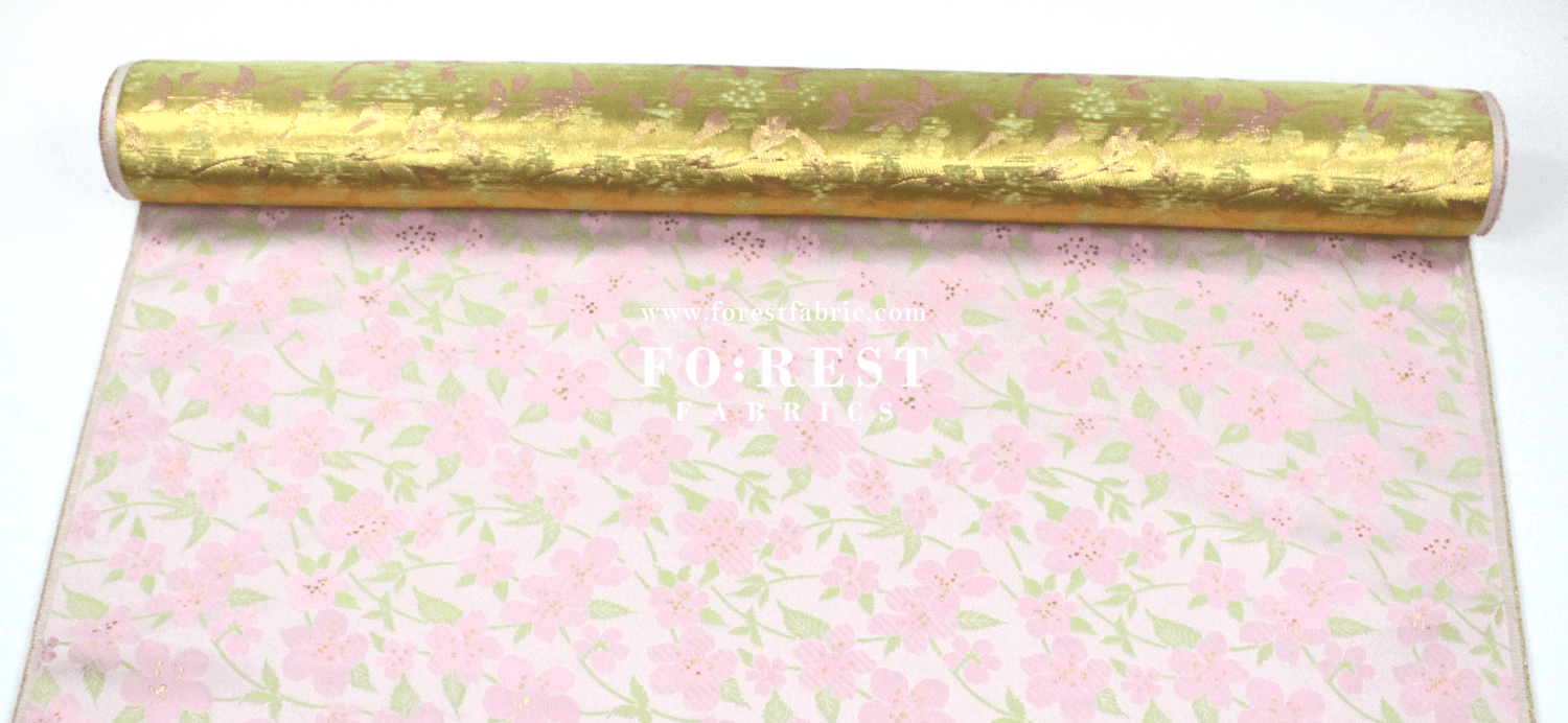 Gold Brocade - sakura fabric Light Pink - FO:REST Fabric 布恩堂Liberty fabrictana lawnjapanese fabricykk zipper