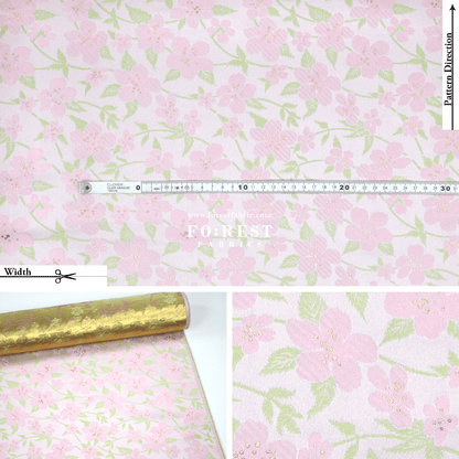 Gold Brocade - sakura fabric Light Pink - FO:REST Fabric 布恩堂Liberty fabrictana lawnjapanese fabricykk zipper