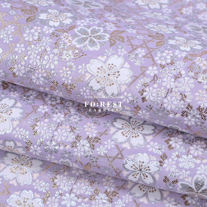 Gold Brocade - Sakura fabric Light purple - FO:REST Fabric 布恩堂Liberty fabrictana lawnjapanese fabricykk zipper