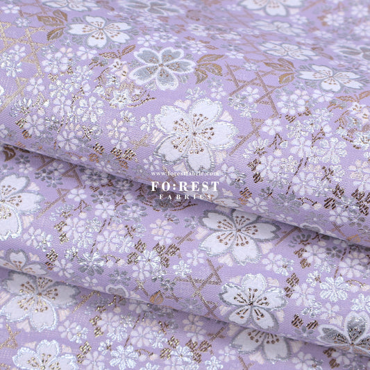 Gold Brocade - Sakura fabric Light purple - FO:REST Fabric 布恩堂Liberty fabrictana lawnjapanese fabricykk zipper