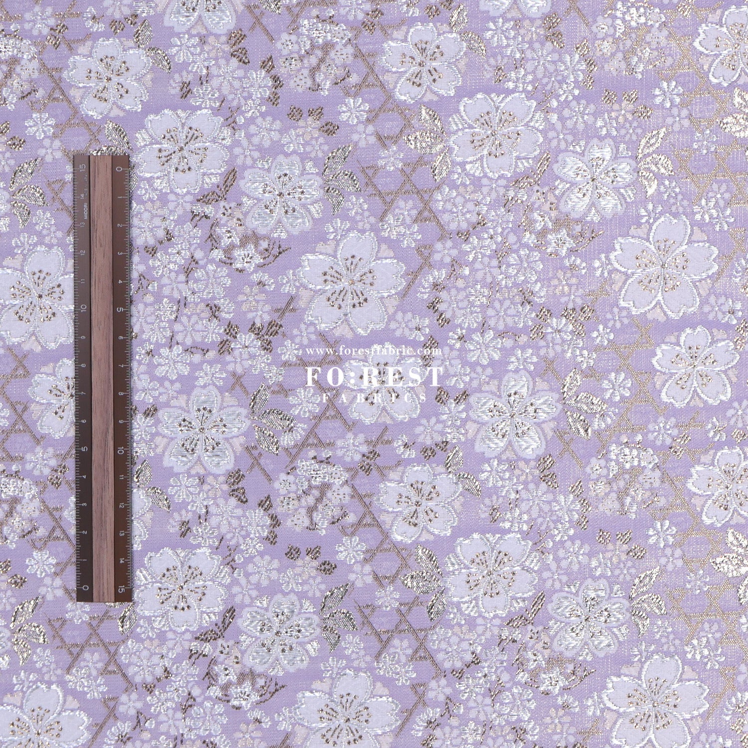 Gold Brocade - Sakura fabric Light purple - FO:REST Fabric 布恩堂Liberty fabrictana lawnjapanese fabricykk zipper