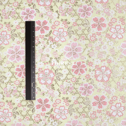 Gold Brocade - Sakura fabric Light Yellow - FO:REST Fabric 布恩堂Liberty fabrictana lawnjapanese fabricykk zipper