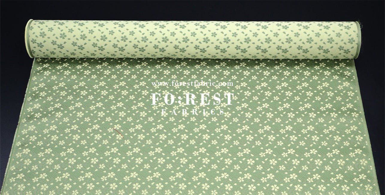 Gold Brocade - Sakura fabric MatchaGreen - FO:REST Fabric 布恩堂Liberty fabrictana lawnjapanese fabricykk zipper