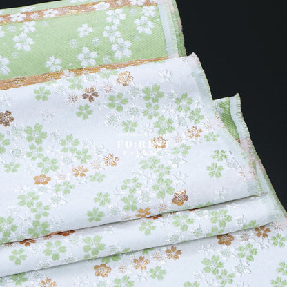 Gold Brocade - Sakura fabric MatchaGreen - FO:REST Fabric 布恩堂Liberty fabrictana lawnjapanese fabricykk zipper