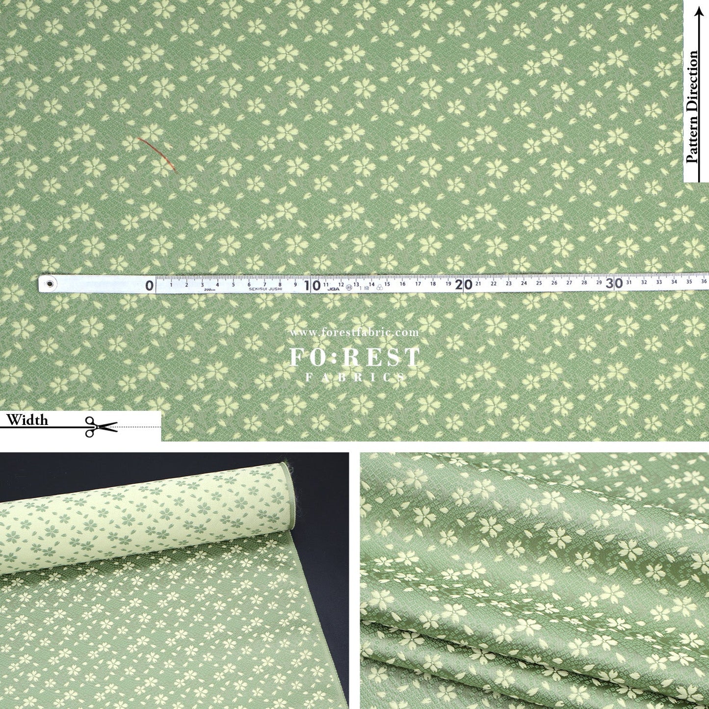 Gold Brocade - Sakura fabric MatchaGreen - FO:REST Fabric 布恩堂Liberty fabrictana lawnjapanese fabricykk zipper