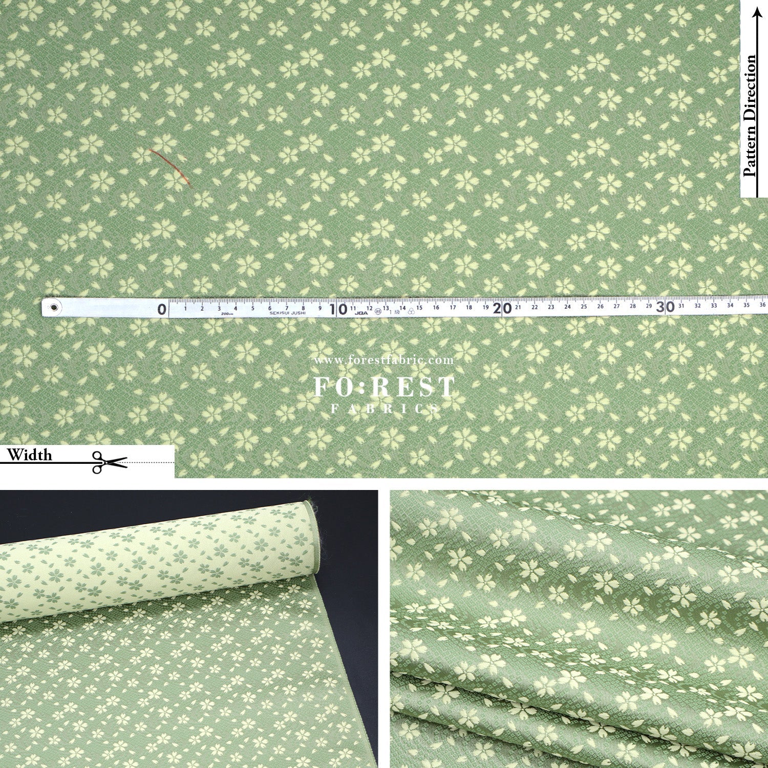 Gold Brocade - Sakura fabric MatchaGreen - FO:REST Fabric 布恩堂Liberty fabrictana lawnjapanese fabricykk zipper
