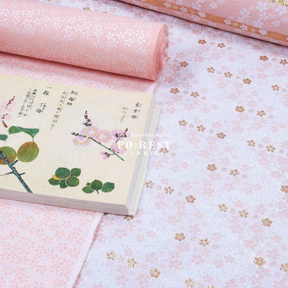 Gold Brocade - Sakura fabric Pink - FO:REST Fabric 布恩堂Liberty fabrictana lawnjapanese fabricykk zipper
