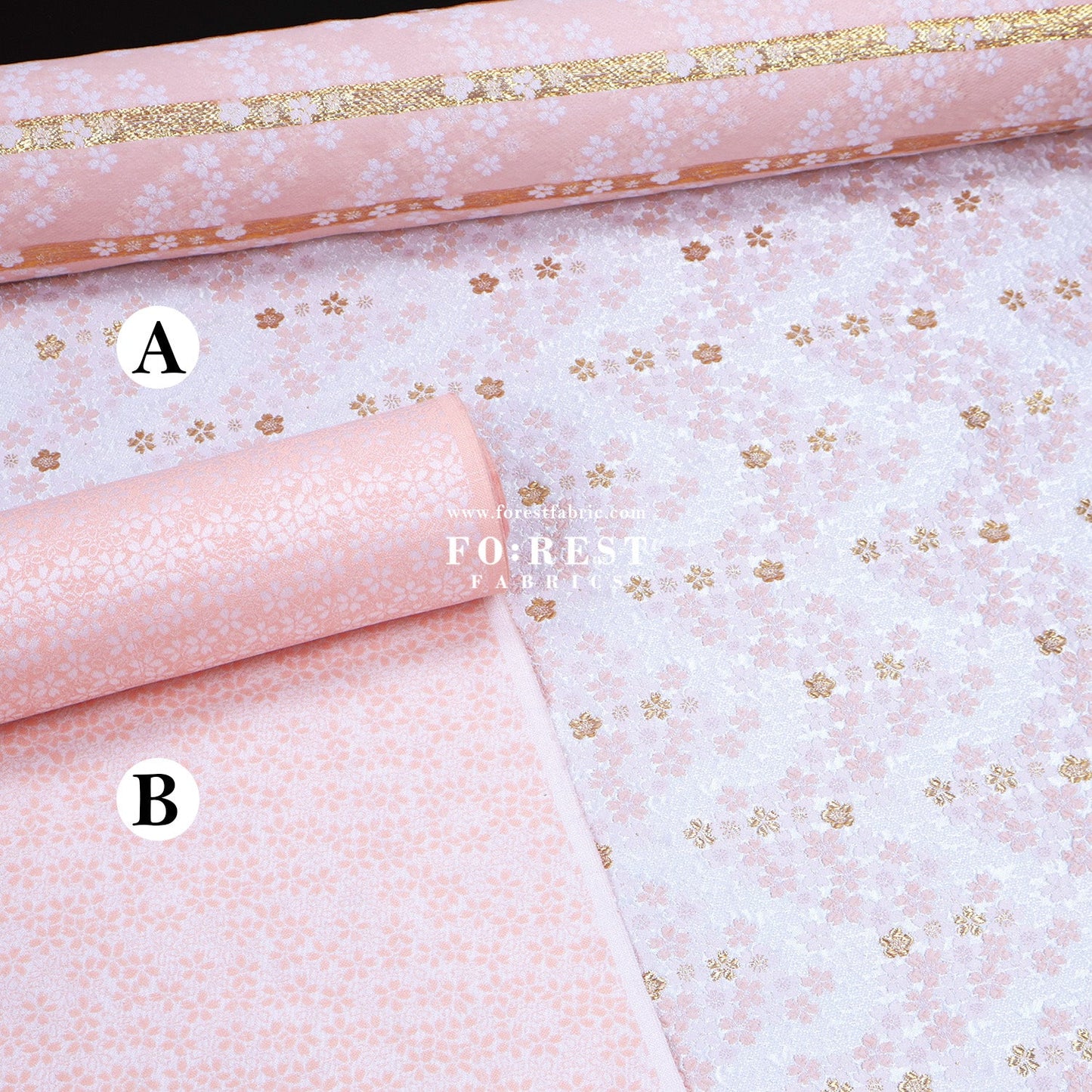 Gold Brocade - Sakura fabric Pink - FO:REST Fabric 布恩堂Liberty fabrictana lawnjapanese fabricykk zipper