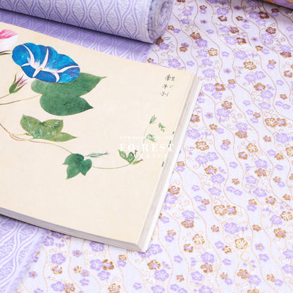 Gold Brocade - Sakura fabric Purple - FO:REST Fabric 布恩堂Liberty fabrictana lawnjapanese fabricykk zipper