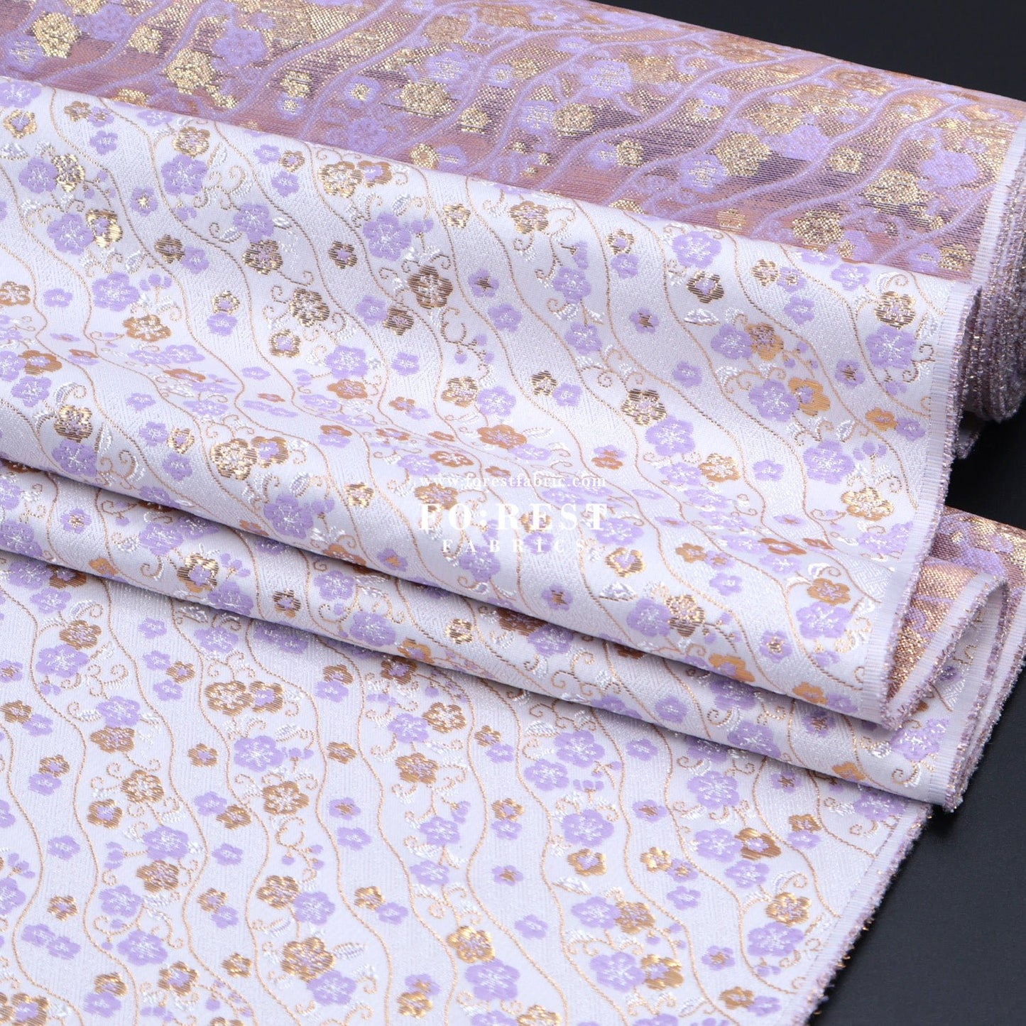 Gold Brocade - Sakura fabric Purple - FO:REST Fabric 布恩堂Liberty fabrictana lawnjapanese fabricykk zipper