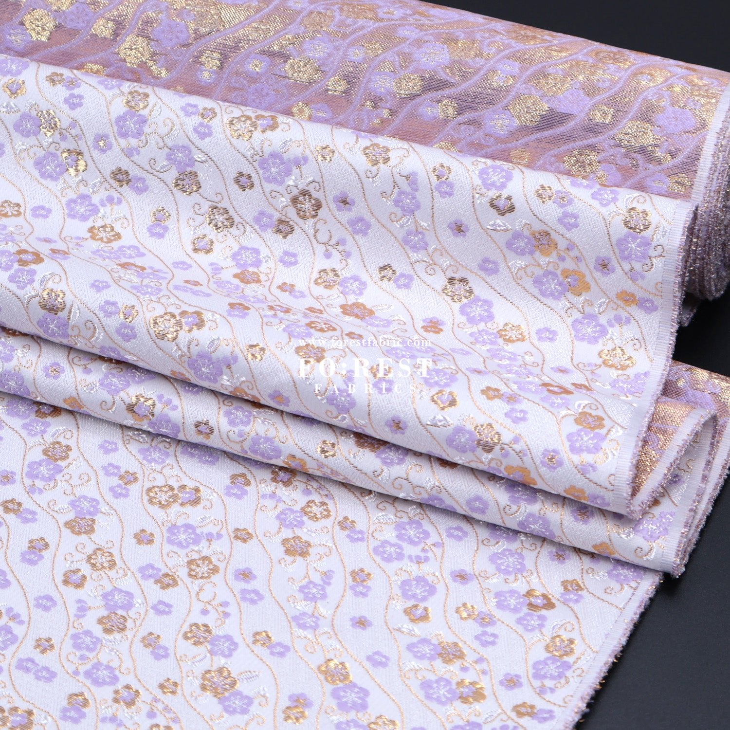Gold Brocade - Sakura fabric Purple - FO:REST Fabric 布恩堂Liberty fabrictana lawnjapanese fabricykk zipper