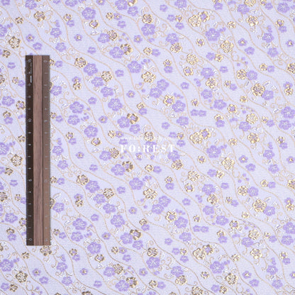 Gold Brocade - Sakura fabric Purple - FO:REST Fabric 布恩堂Liberty fabrictana lawnjapanese fabricykk zipper